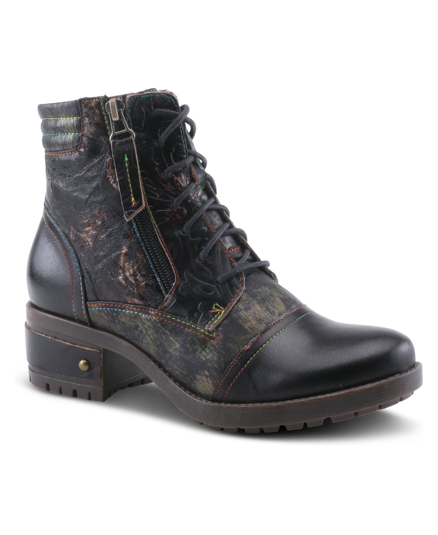 Женские ботинки L'Artiste Sunsetride Lace-Up Boot Mid with Full Grain Leather Upper, цвет: Чёрный разноцветный — фото 1