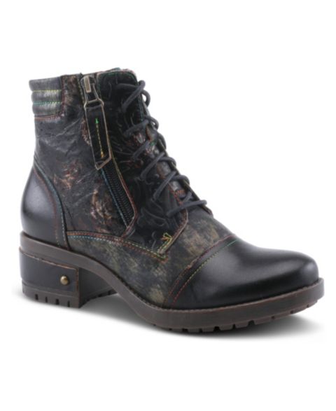 Женские ботинки L'Artiste Sunsetride Lace-Up Boot Mid with Full Grain Leather Upper, цвет: Чёрный разноцветный
