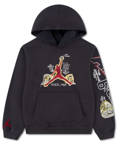 Худи Jordan Championship Ring Sketch Graphics Kangaroo Pocket Pullover для мальчиков, цвет: Почти чёрный