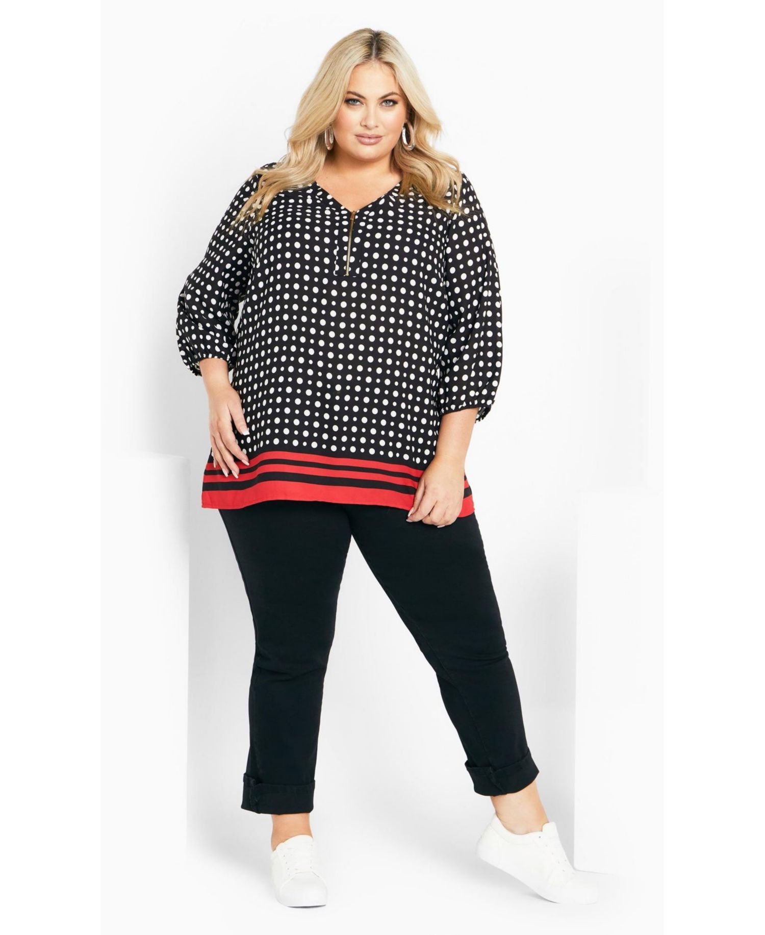 Women's Plus Size Malia Zip Border Top