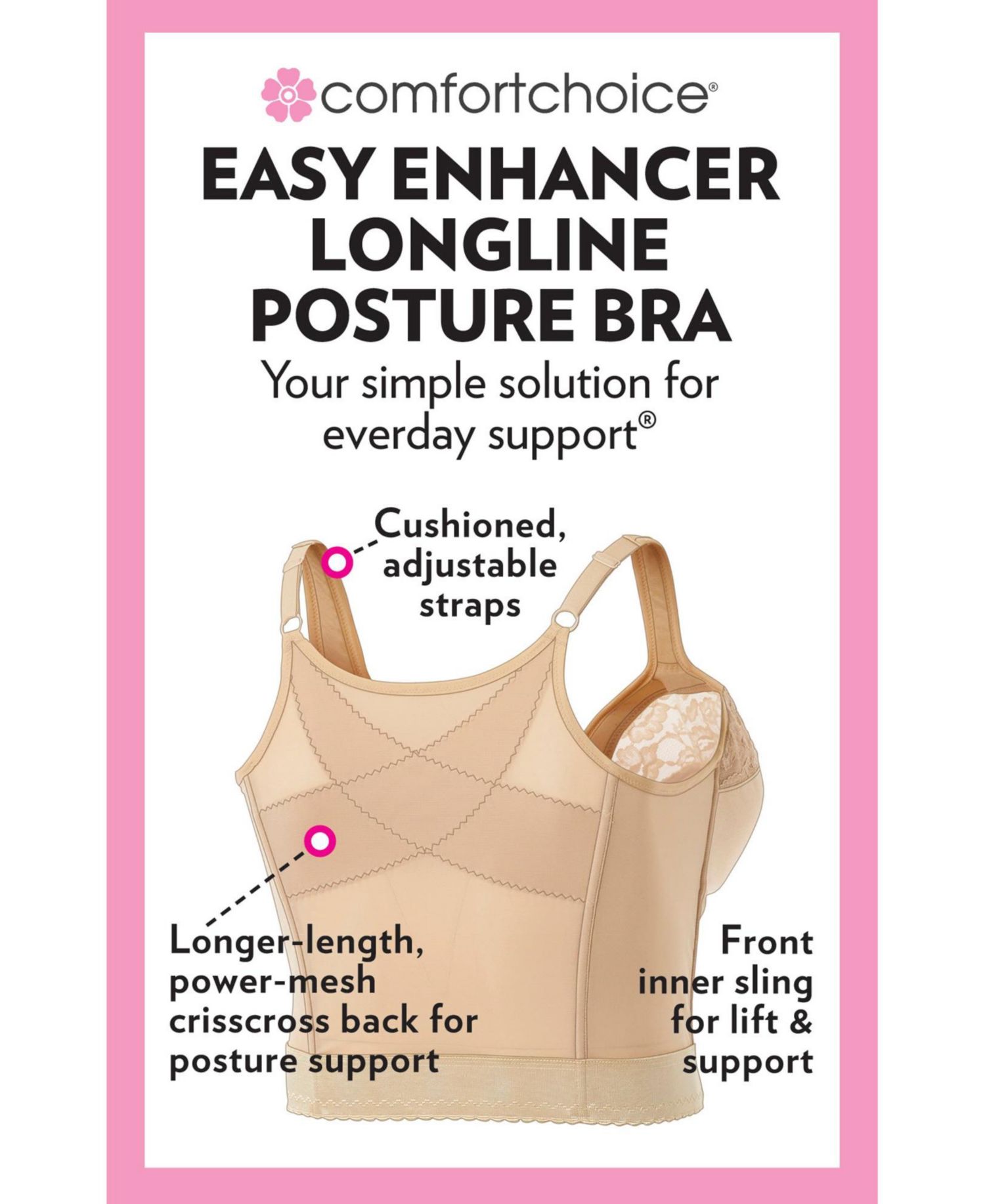 Women's Easy Enhancer Wireless Longline Posture Bra