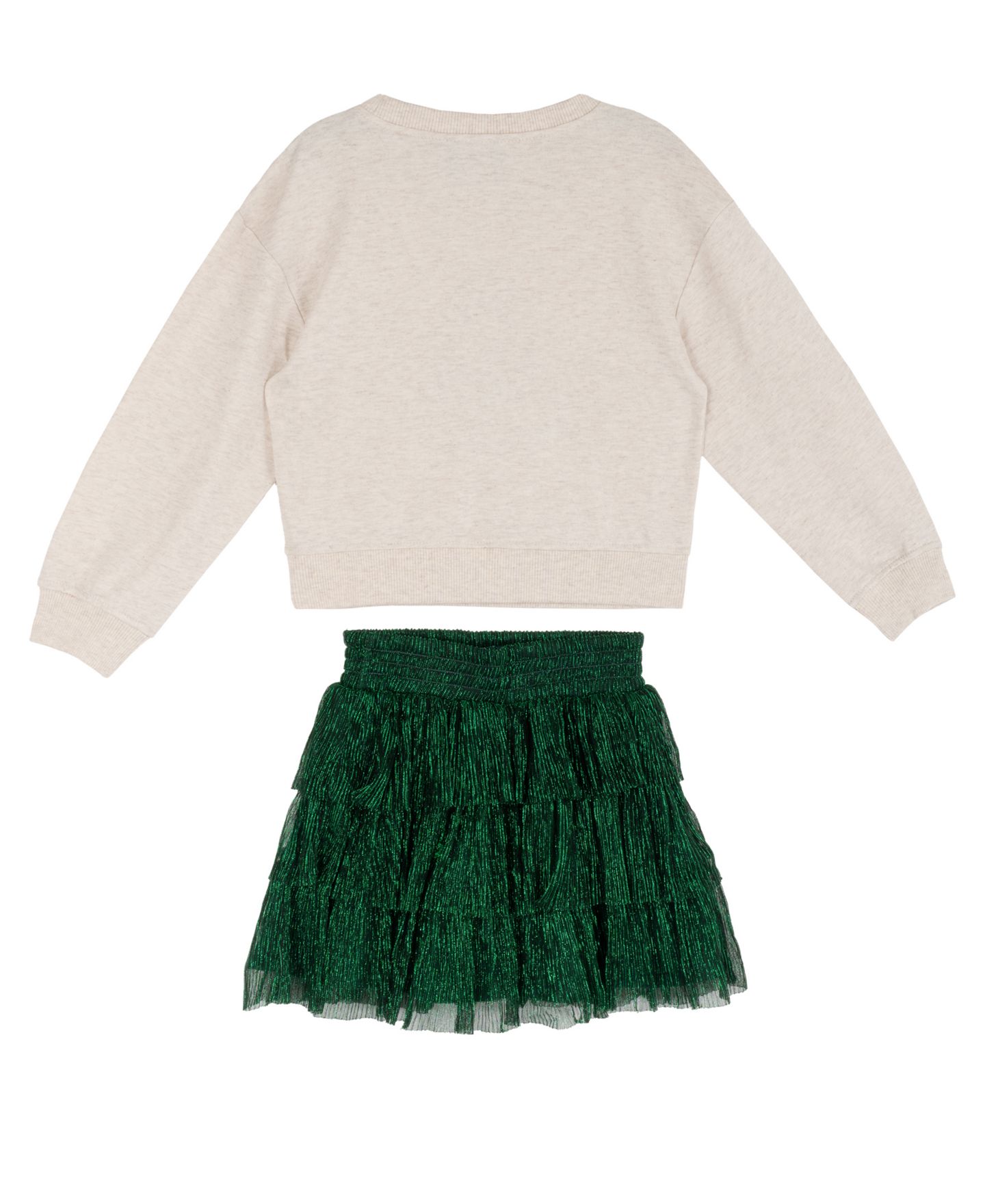 Rare Editions Girls' 2T-6X Christmas Appliqué Tiered Sweatshirt and Skirt, 2-Piece Set, цвет: Слоновая кость — фото 5