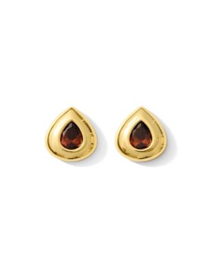Gold Finish Drop Crystal Stud Earrings