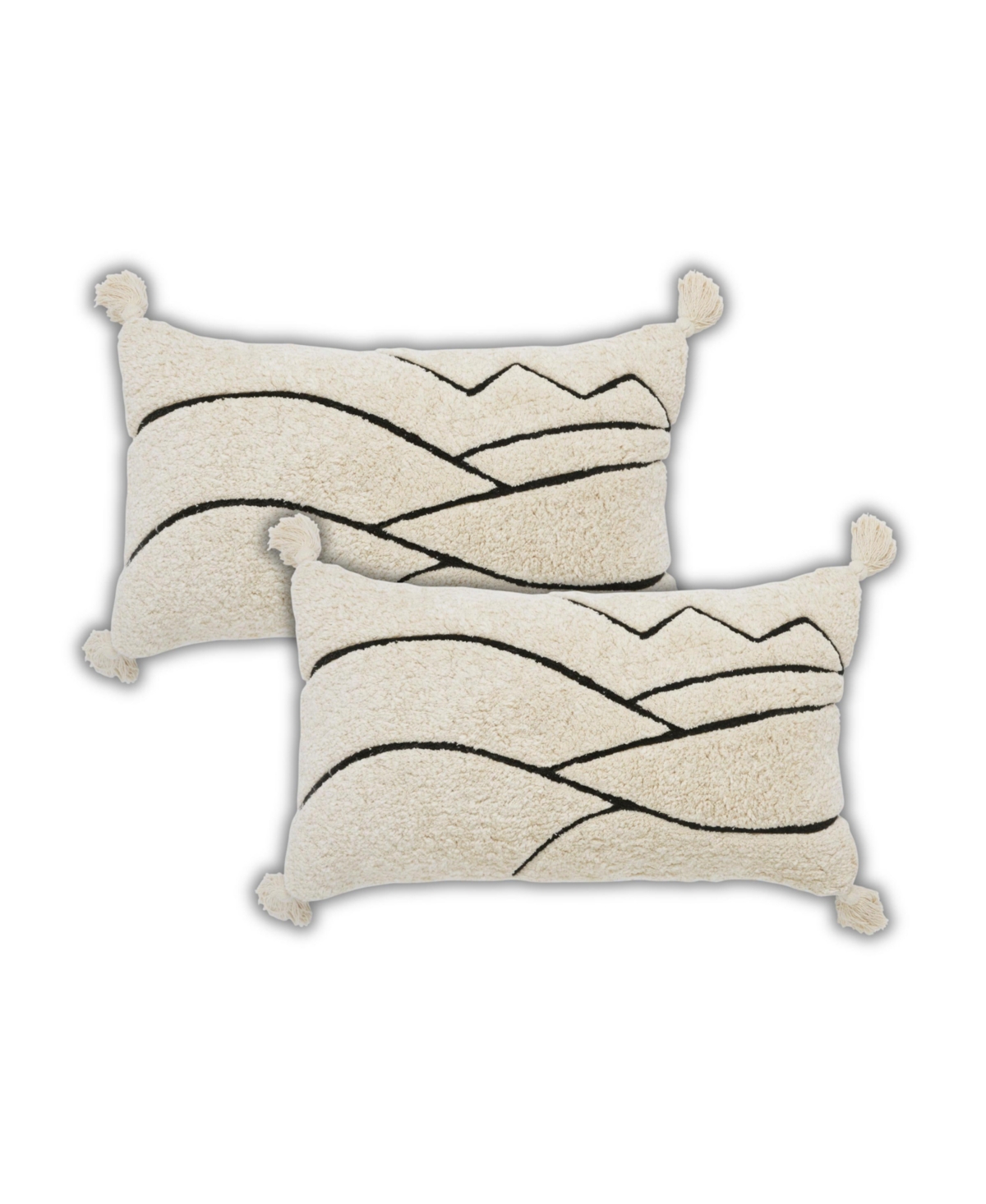 Ihi Home Tufted Waves Throw Pillow Covers, 14"x 24", Set of 2