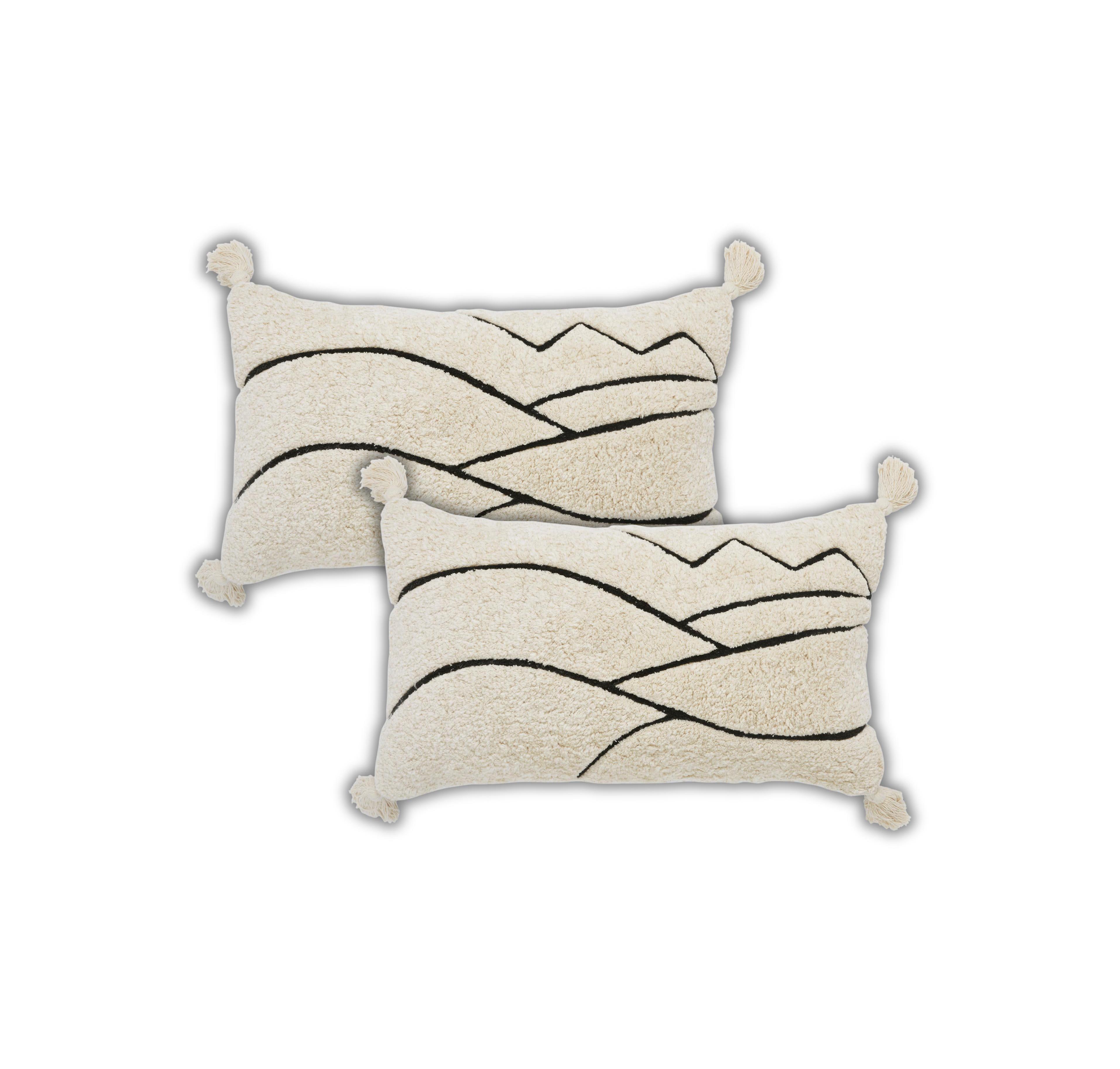 Ihi Home Tufted Waves Throw Pillow Covers, 14"x 24", Set of 2