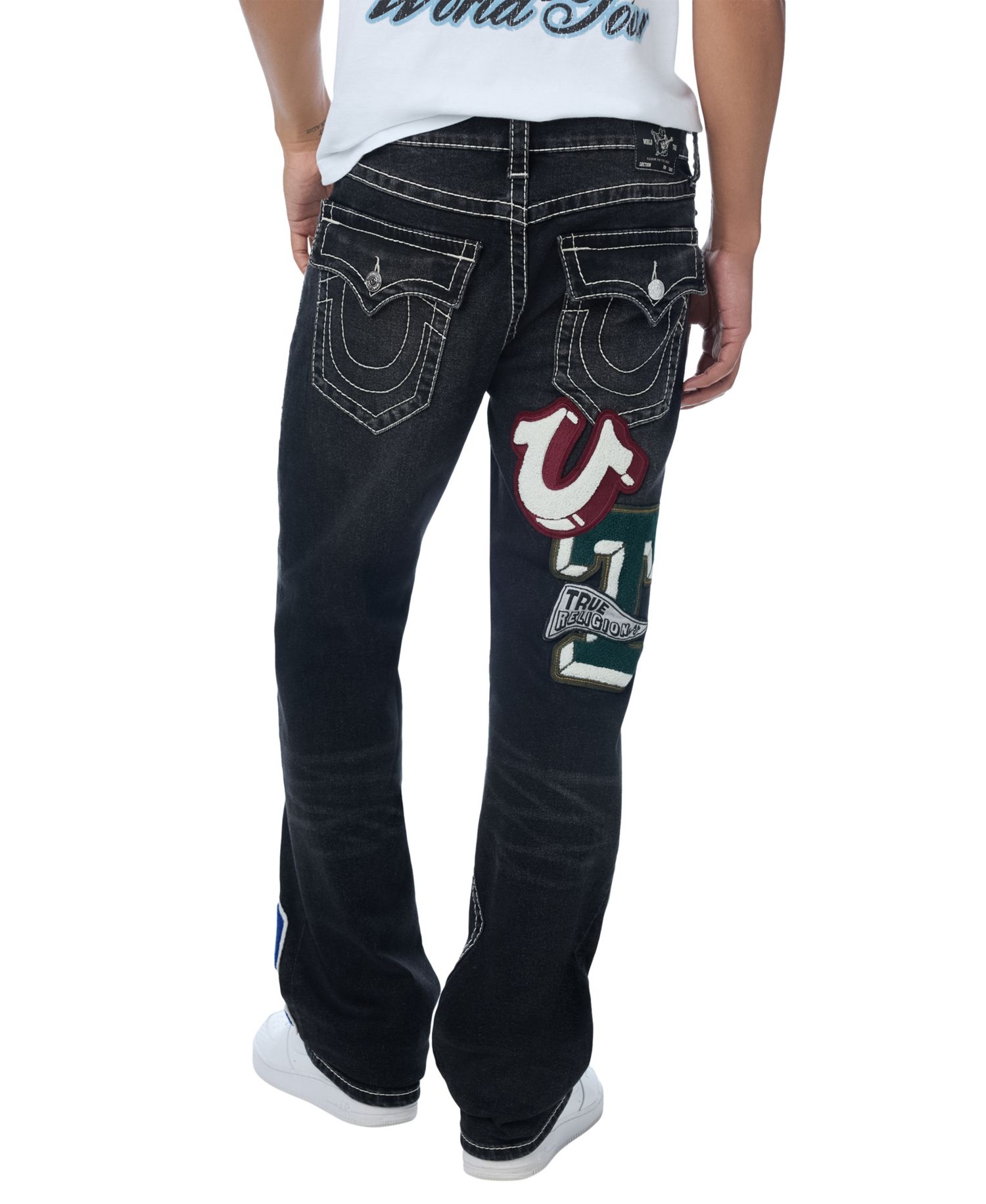 Men's Ricky Straight-Leg Graphic Patches Big T Stitching Jeans