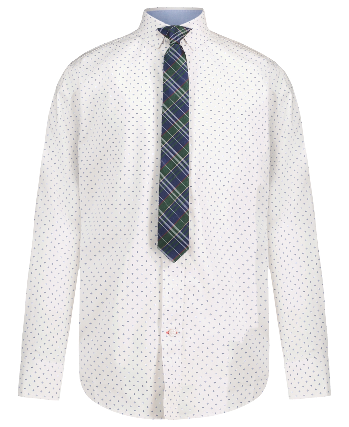 Tommy Hilfiger Boys' 8-20 Geo Star Print Long-Sleeve Shirt and Tie, 2-Piece Set - Blue