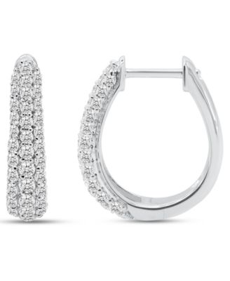 Lab-Grown Diamond Multi-Row Hoop Earrings (1 ct. t.w.) in Sterling Silver (Also Available in Sterling Silver & 14k Gold-Plated)