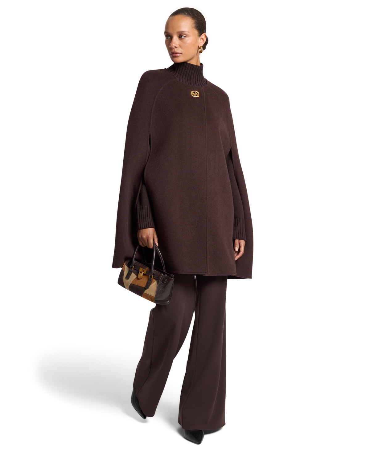 Michael Kors Women's Turn Lock Wool-Blend Cape