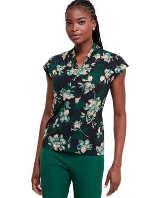 Petite Floral Dressy V-Neck Blouse