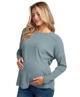 Maternity Crewneck Long-Sleeve Relaxed-Fit Sweater