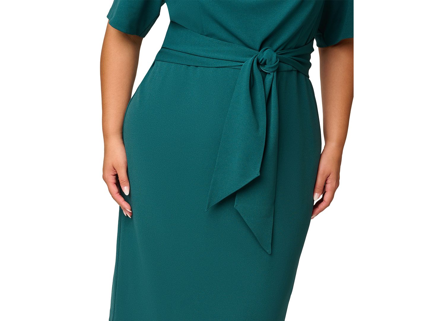 Plus Size Crepe Asymmetrical Knee-Length Sheath Dress