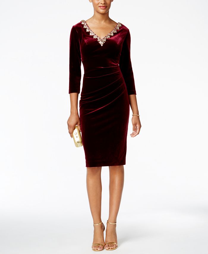 Alex Evenings Velvet Embellished Sheath Dress Macy s