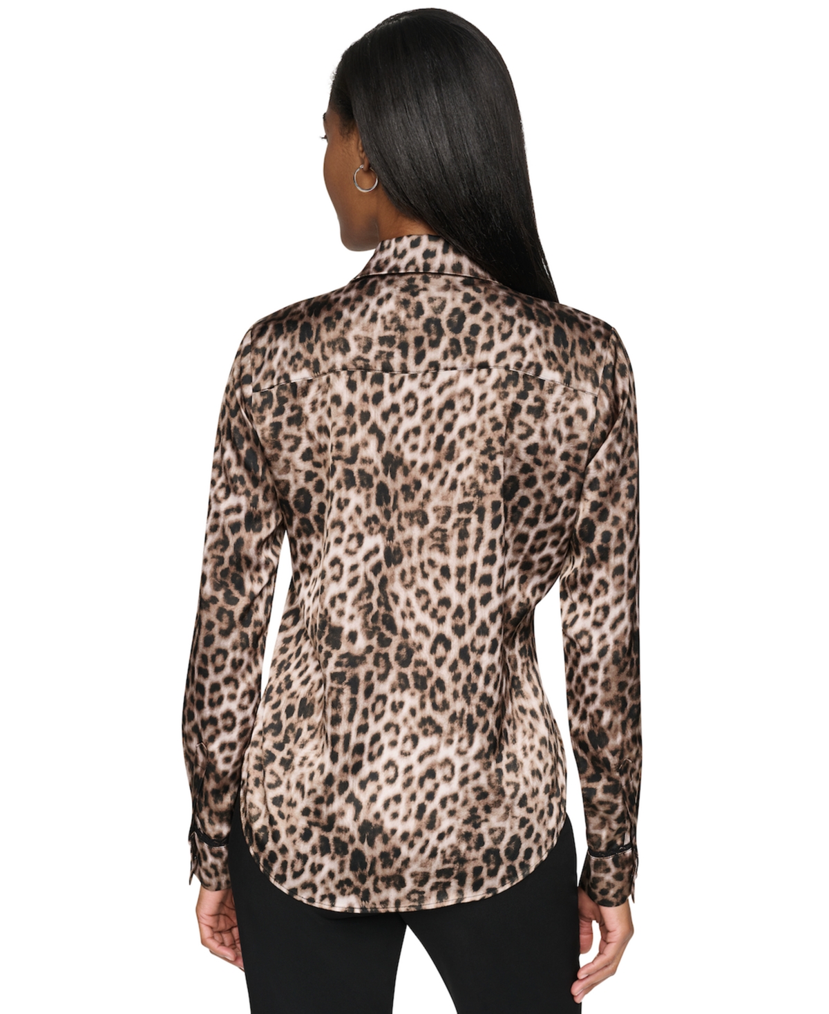 Dkny Women's Leopard-Print Long-Sleeve Blouse