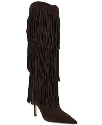 Women's Genviv Suede Fringe Tall Stiletto Boots