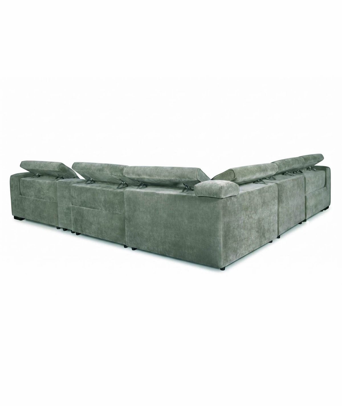 Carltoun 6-Piece Fabric Sectional with 3 Power Recliners Headrest and Console