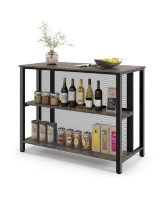 36" 3-Tier Bar Table with Storage Metal Frame Adjustable Foot Pads for Dinning Room
