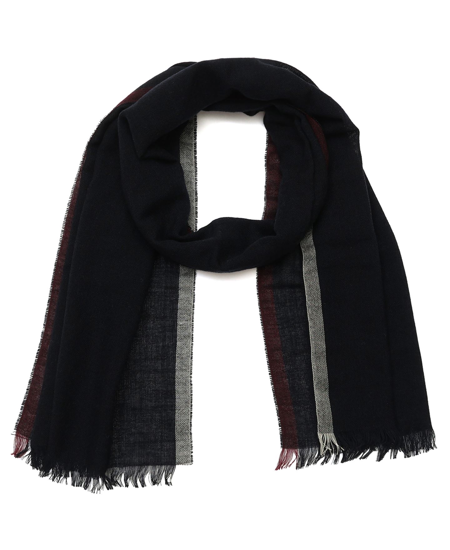 Мужской шарф Tommy Hilfiger Contrast Edge Yarn Dye Striped, цвет: Тёмно-синий — фото 1