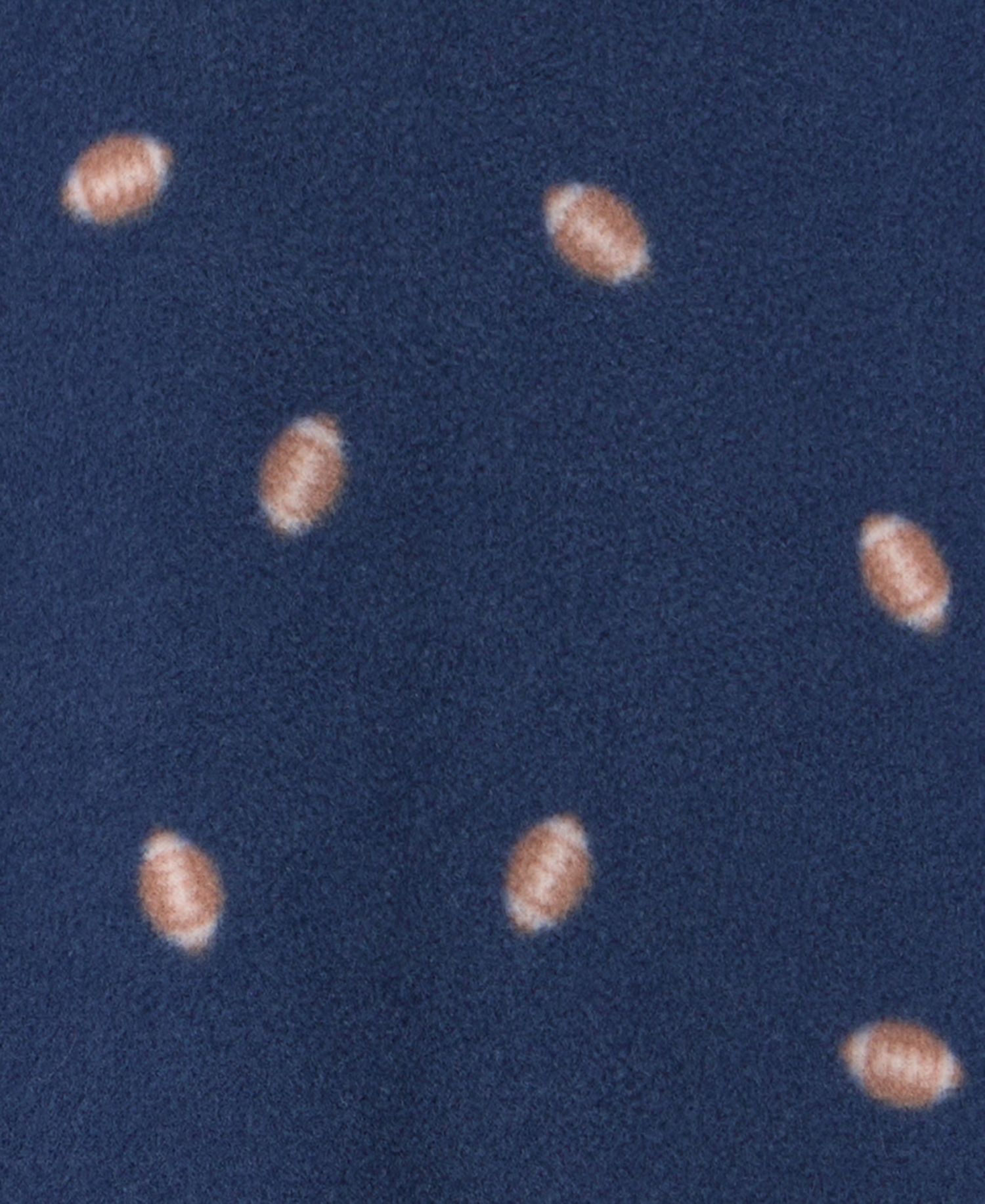 Baby Boys' Football-Print Fleece 2-Way Zip Footed Pajamas