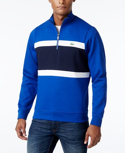 Lacoste Men's Quarter-Zip Colorblocked Fleece Sweater, A Macy's Exclusive Style
