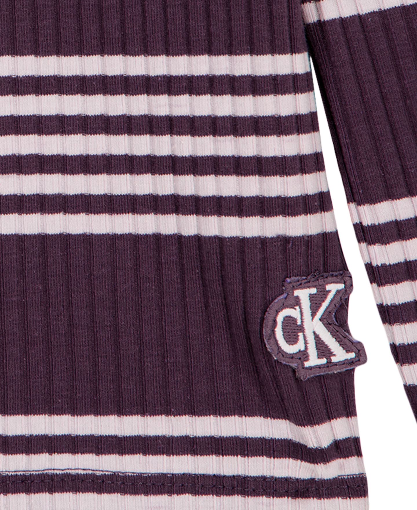 Футболка Calvin Klein Long-Sleeve Striped Ribbed для девочек, цвет: Чёрный — фото 8