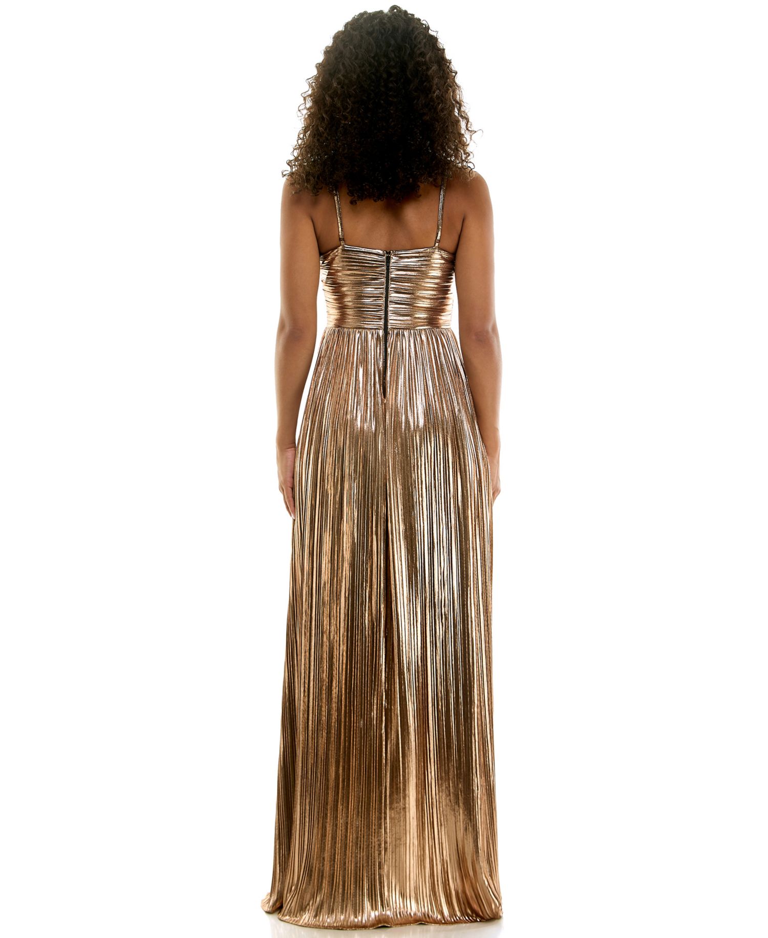 Women's Sweetheart Metallic Ruched Gown