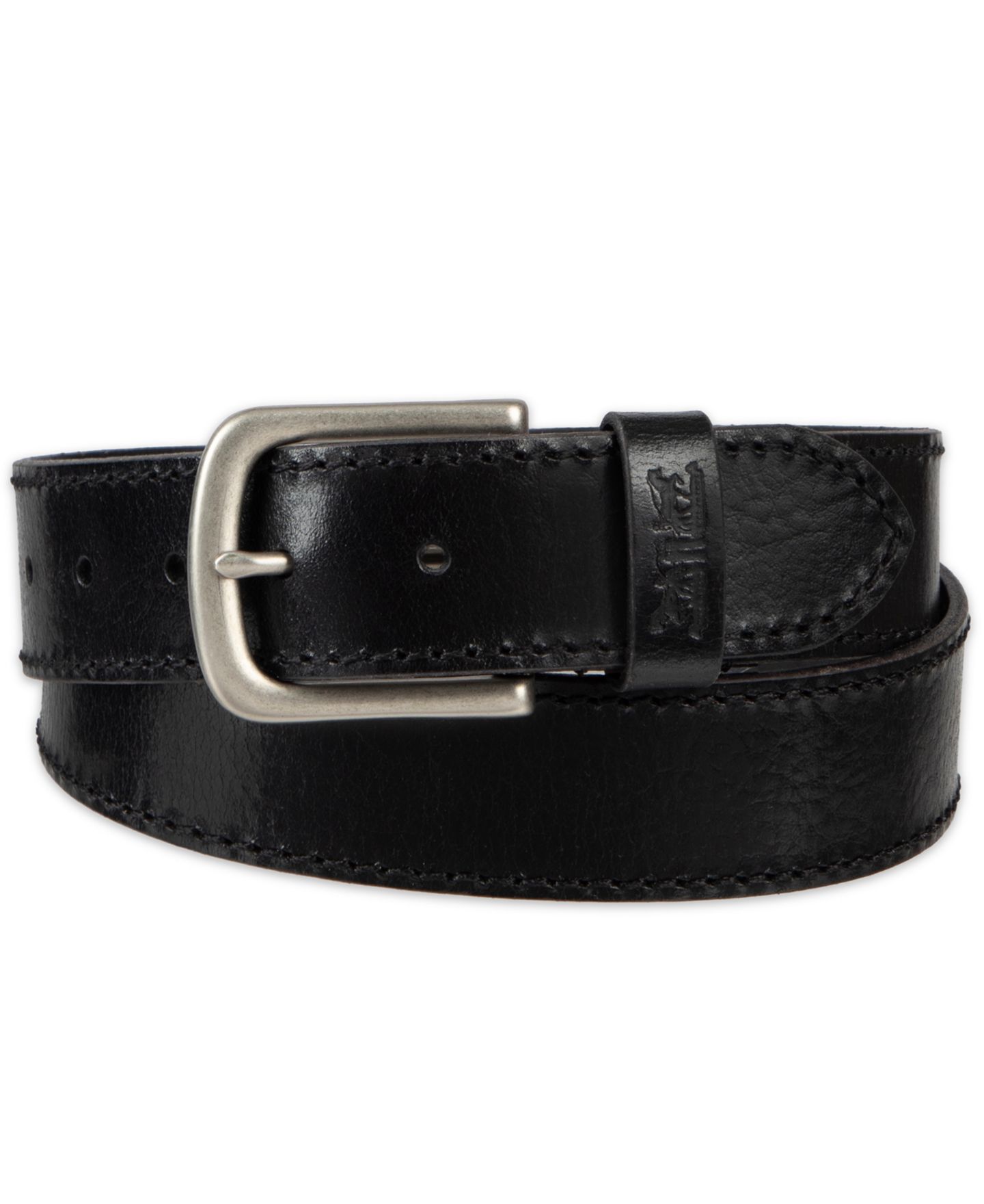 Мужской ремень Levi's 38MM Bridle Leather Harness Buckle Belt, цвет: Чёрный — фото 1