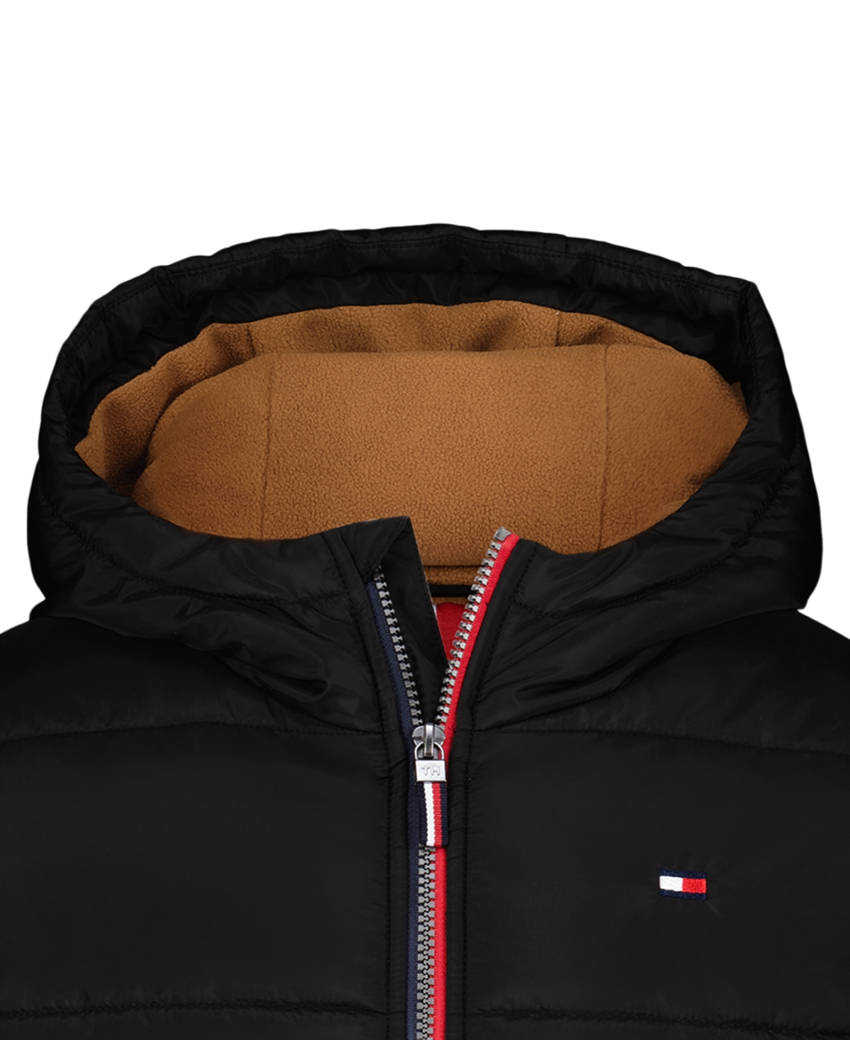 Tommy Hilfiger Boys' 4-7 Sleeve Logo Puffer Hooded Water-Resistant Jacket
