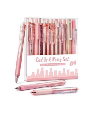Rose Series Gel Pens, 12Pieces Cute Writing Pens 0.5mm, Aesthetic School Supplies