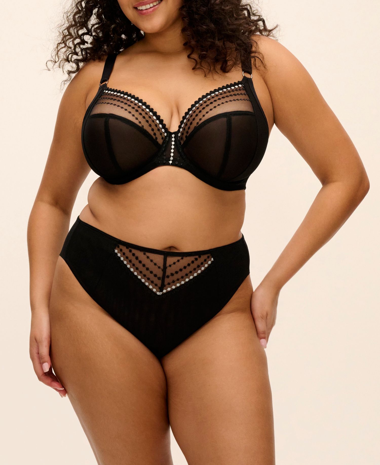 Plus Size Matilda High-Waisted Embroidered Mesh Panty