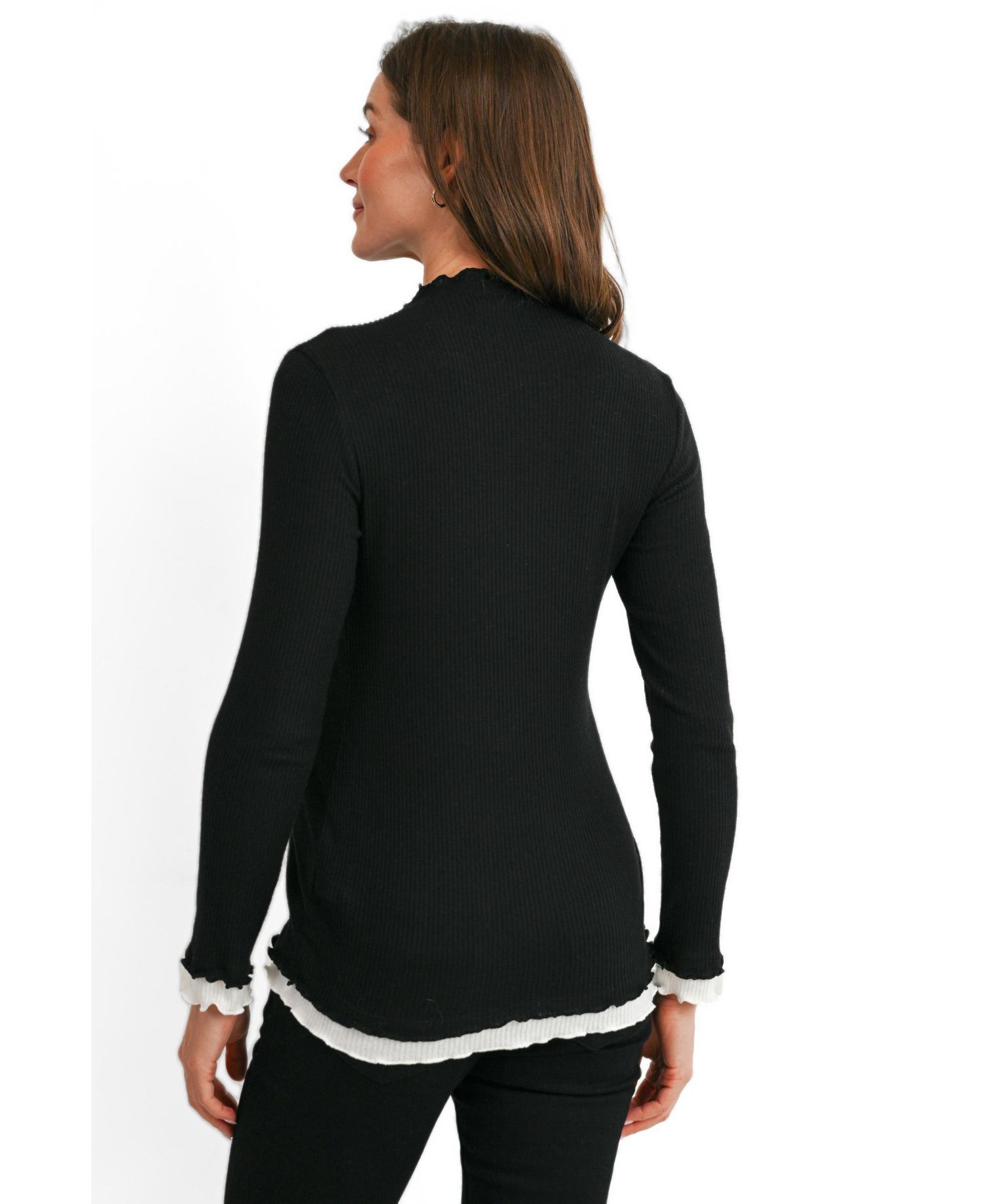 Maternity Ribbed Mock Neck Long-Sleeve Tunic