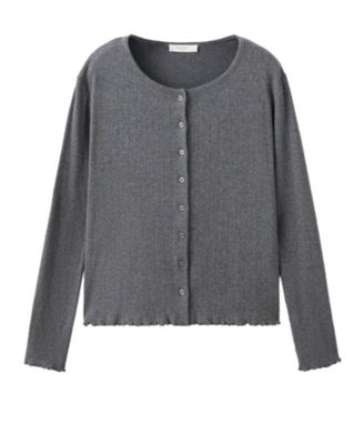 Women's Open-Knit Long-Sleeve Cotton Pajama Cardigan
