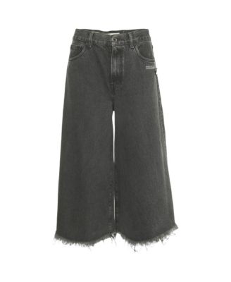Women's Wide-Leg High-Waisted Raw-Hem Culottes
