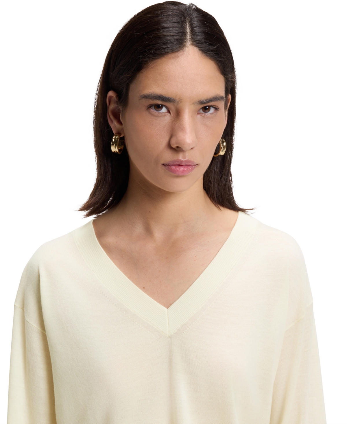 Boss by Hugo Women's Merino Wool Relaxed-Fit V-Neck Sweater