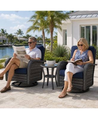 Outdoor Bistro Set with Swivel Rocking Chairs