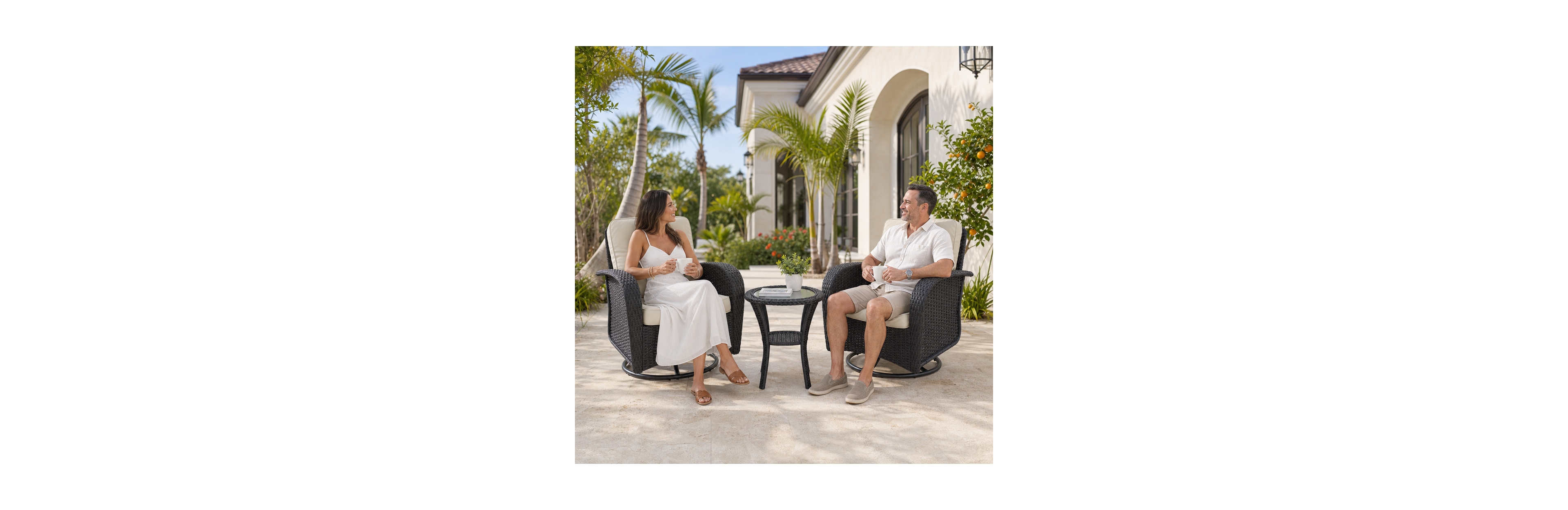 Aoxun Outdoor Bistro Set with Swivel Rocking Chairs