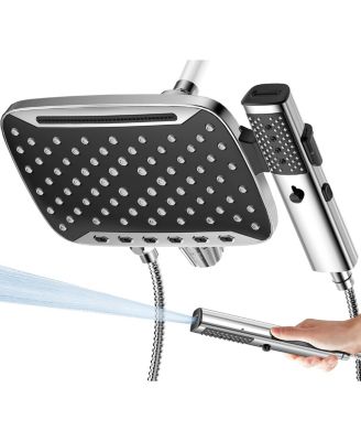 2-in-1 Rain Shower Head Handheld Spray 7 Modes Power Wash