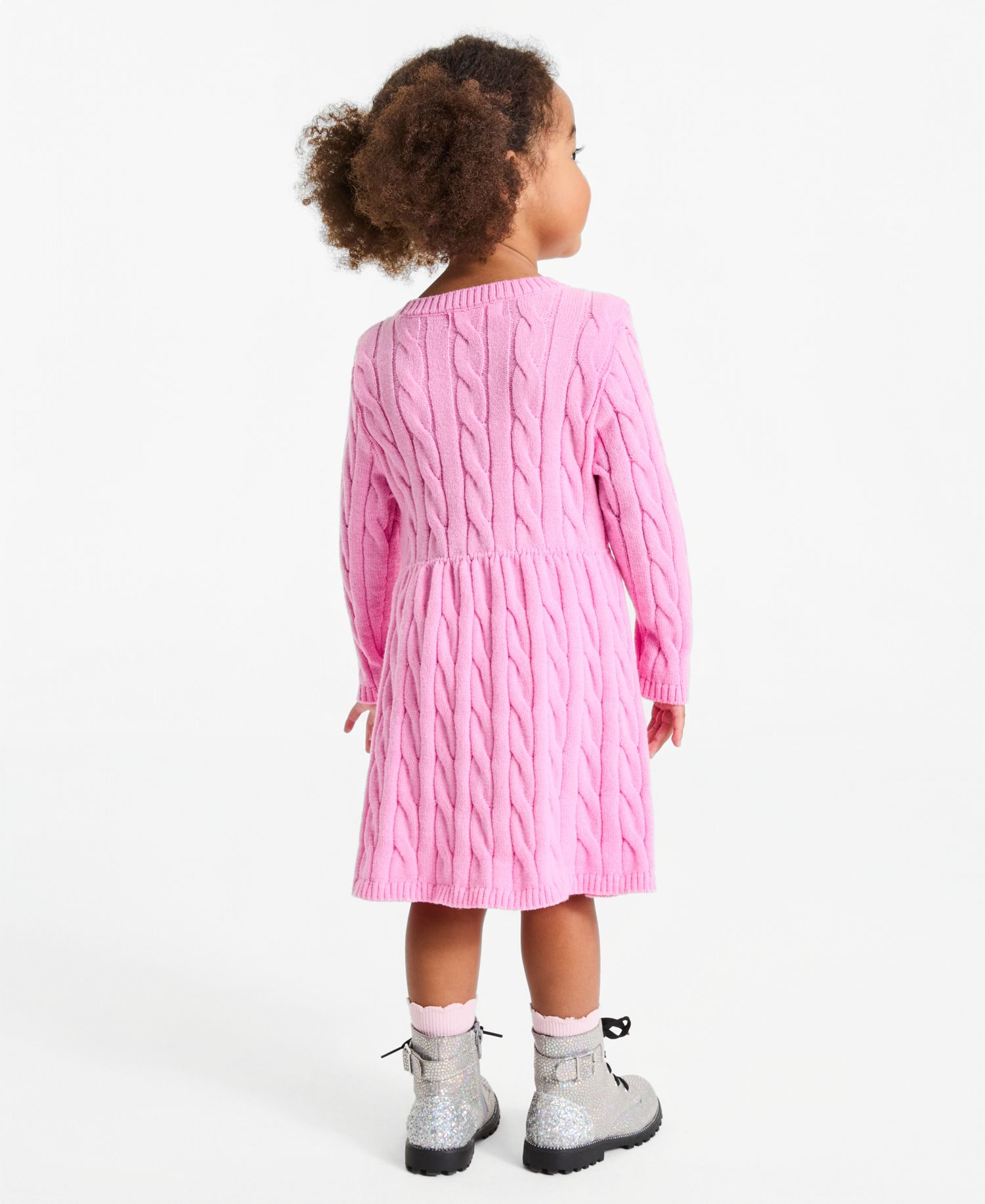 Toddler Girls' 12M-5T Cable-Knit Long-Sleeve Fit & Flare Sweater Dress