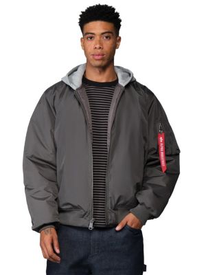 Men's Natus Relaxed-Fit Hooded Bomber Flight Jacket