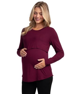 Maternity Long-Sleeve Crewneck Lift-Up Nursing Top