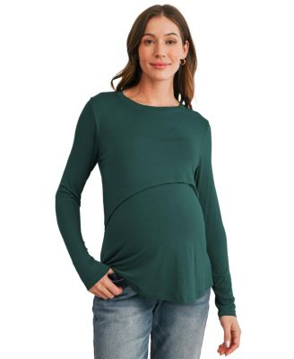 Maternity Long-Sleeve Crewneck Lift-Up Nursing Top