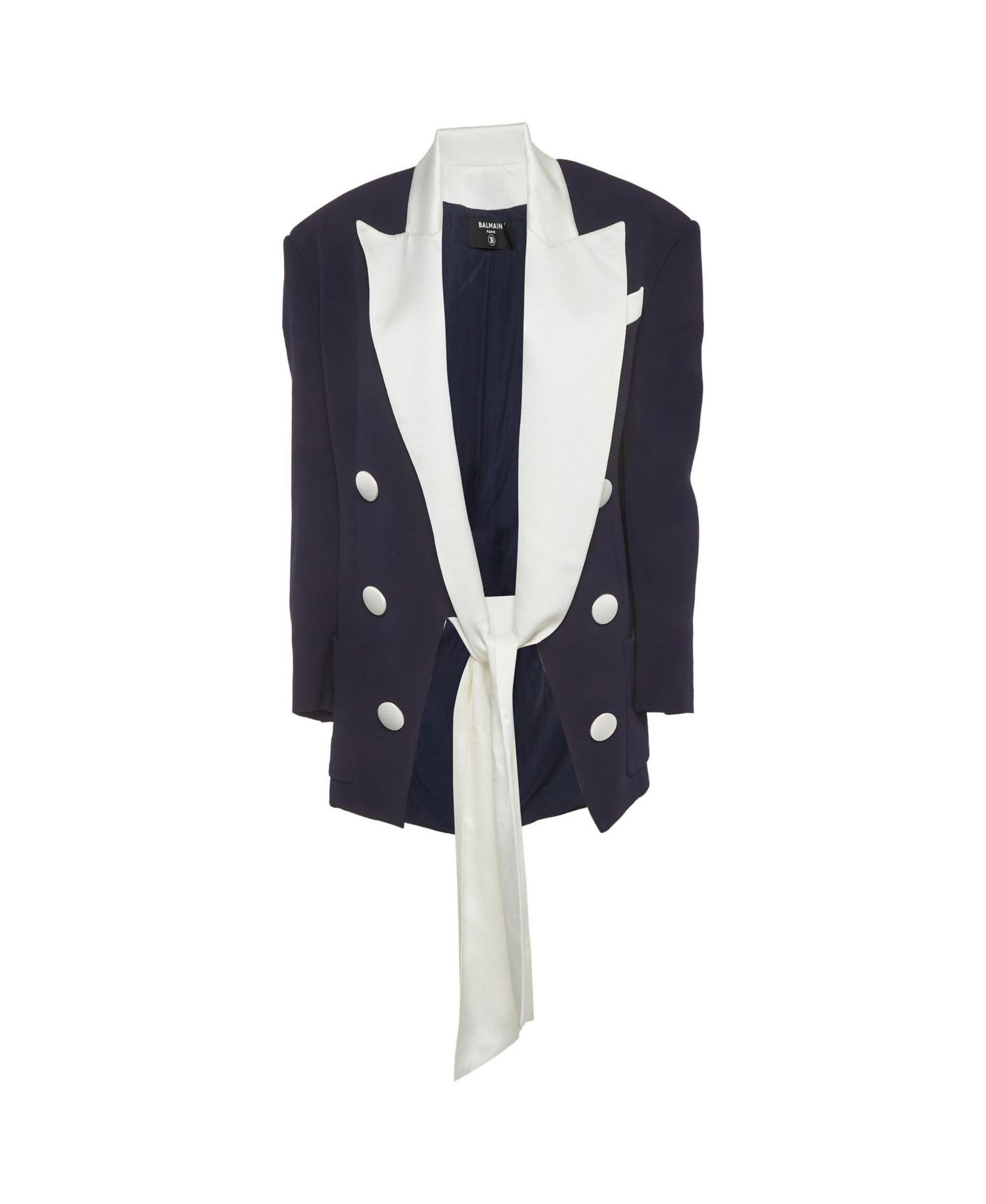 Women's Crepe And Satin Collar Tie Up Blazer