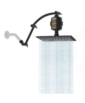 10'' Metal Rain Filtered Shower Head Extension Arm with Filter Square