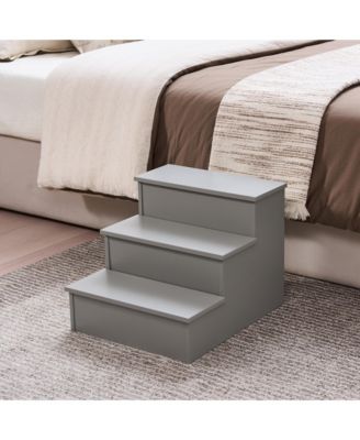 3-Step Wooden Bedside Stairs with Storage, Pet and Toddler Safety Steps for High Beds, Compact Step Ladder for Adults and Kids