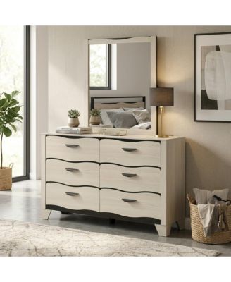 Engineered Wood and Contemporary Design Brielle 6-Drawer Dresser with Mirror