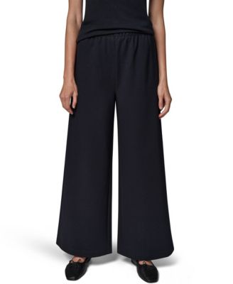 Women's Double-Knit Mid Rise Wide Leg Pull-On Pants