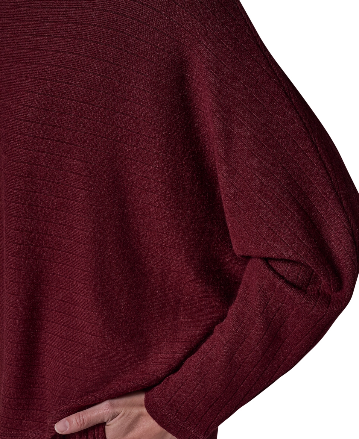 Donna Karan Weekend Women's Brushed-Rib Dolman-Sleeve Mock Neck Pullover