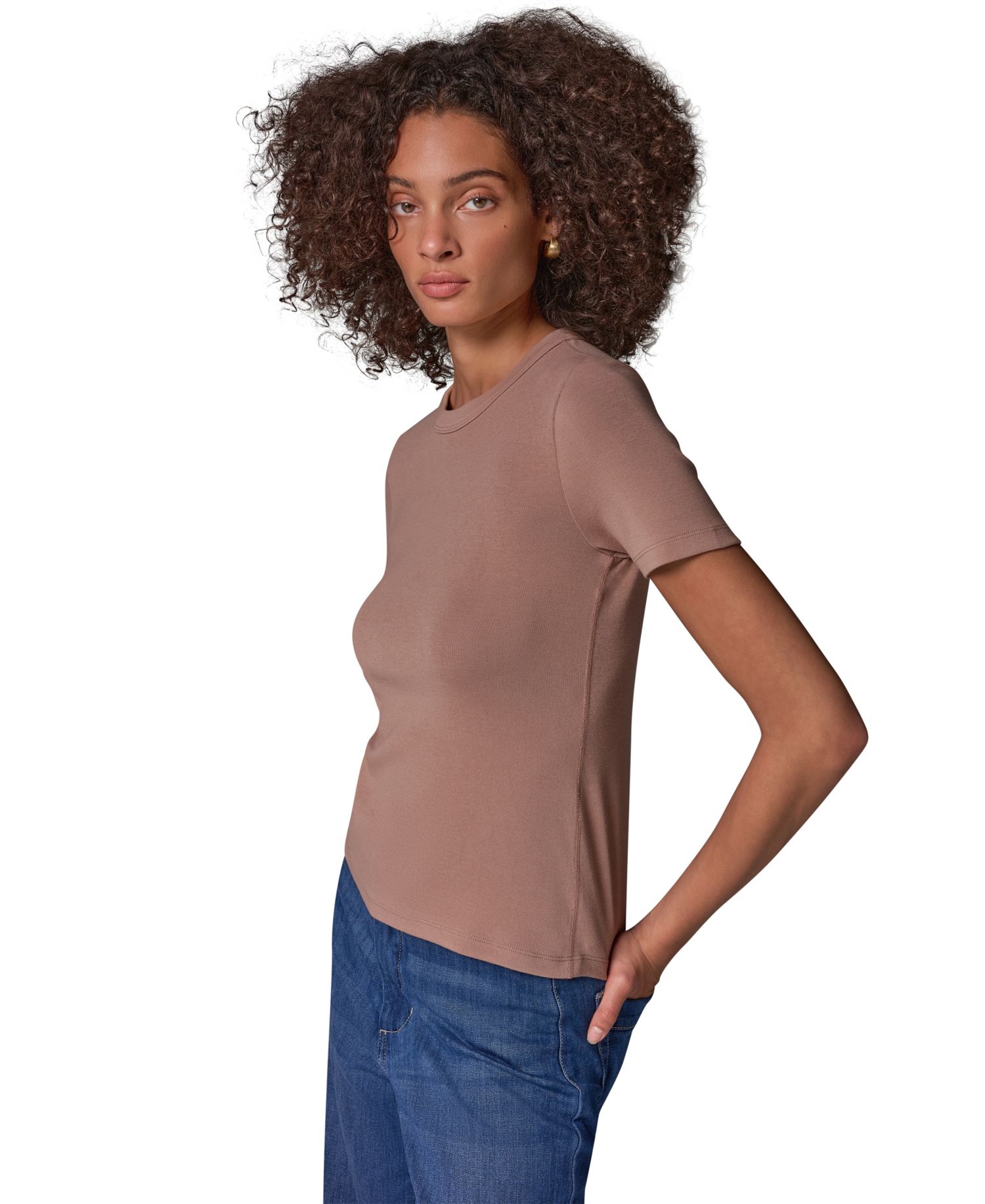 Women's Cotton-Modal Blend Crewneck Fitted T-Shirt