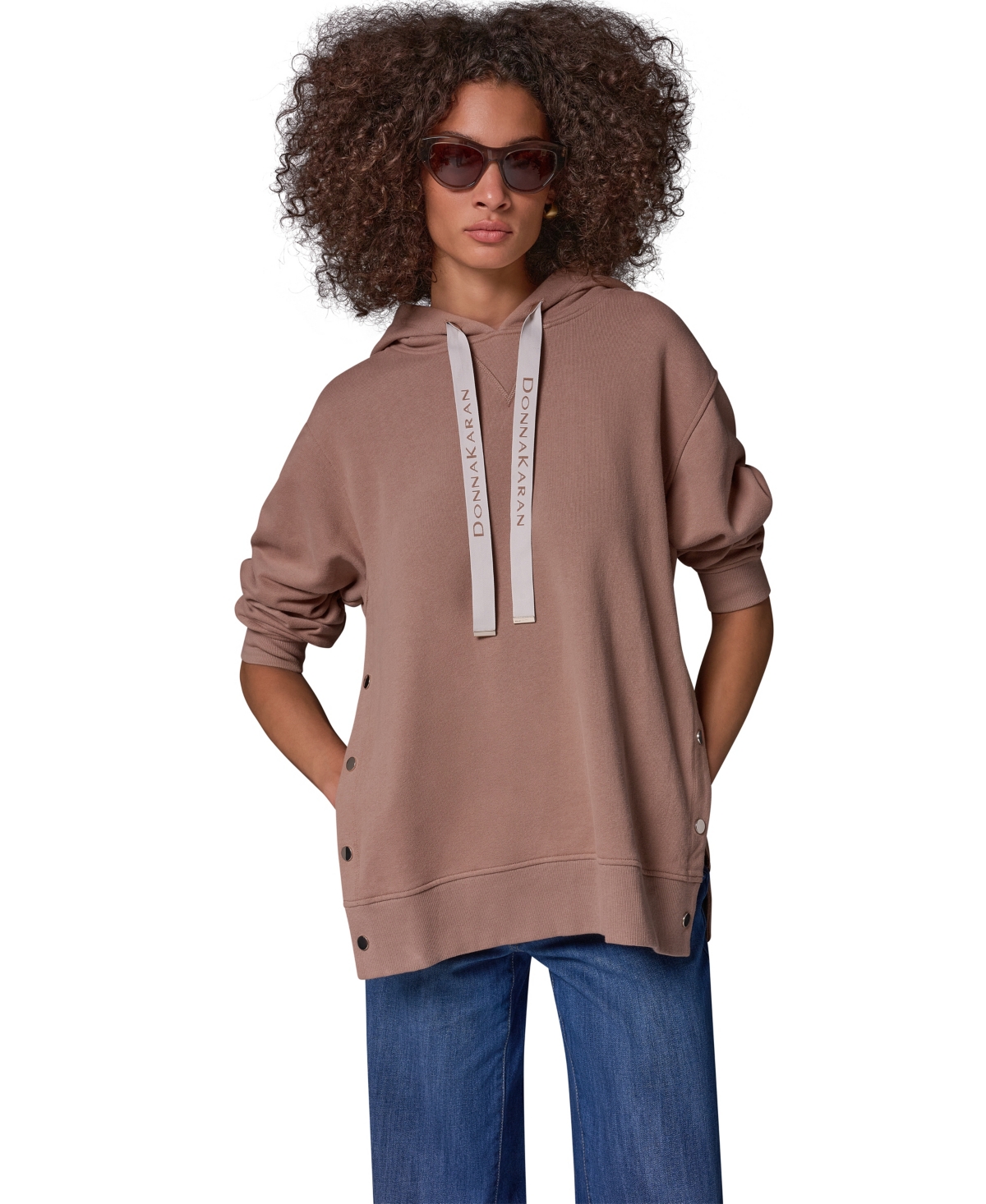 Donna Karan Weekend Women's French-Terry Long-Sleeve Side-Snap Hoodie