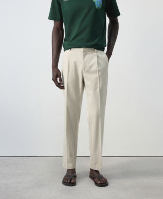 Men's Flat-Front Elastic-Waist Lyocell-Cotton-Blend Pants